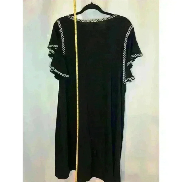 Max Studio Plus 1X Black Flutter Sleeve Knee Length Dress Women - Picture 6 of 14